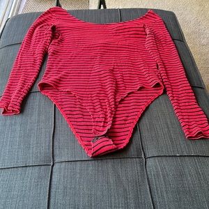 Red and black stripes bodysuit